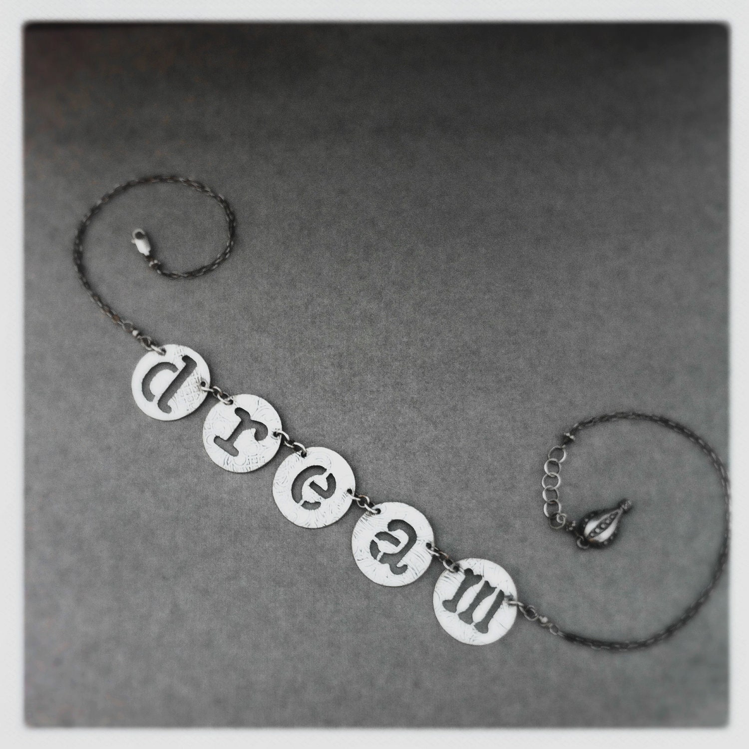 Dream  Necklace By Roia O'Brien - Inspirational Jewelry - Vintage typewriter font - Upcycled Jewelry