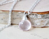 Soft Pink Necklace Rose Quartz Wire Wrapped Sterling Silver Pastel Dainty Jewelry