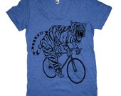 Ladies TIGER T Shirt S M L XL (Blue)