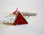Recycled Skateboard Single Triangle Necklace-Red on Red
