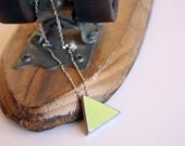 Recycled Skateboard Single Triangle Necklace-Pale Yellow