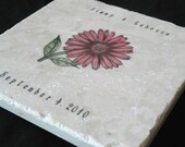 Personalized Pink Gerbera Daisy Trivet