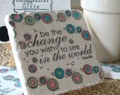 Be the Change Gandhi Tile Coasters, Set of 4, Ready to Ship