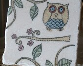 Painted Woodland Whimsical Oliver the Owl Absorbent Tile Coasters, Set of 4