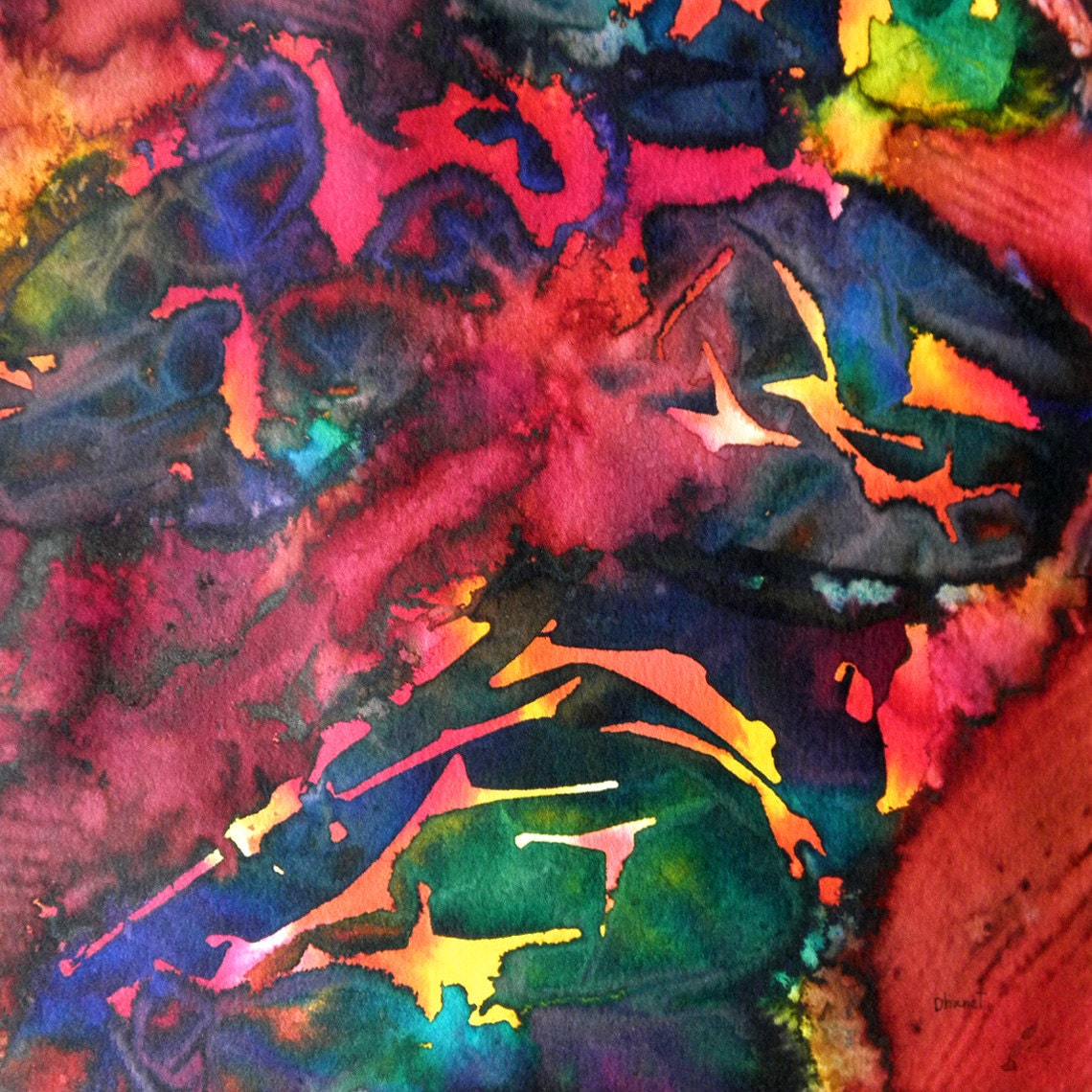 Original Abstract Painting By Dhanat -- Square 10.5 inches 27 cm -- 0017
