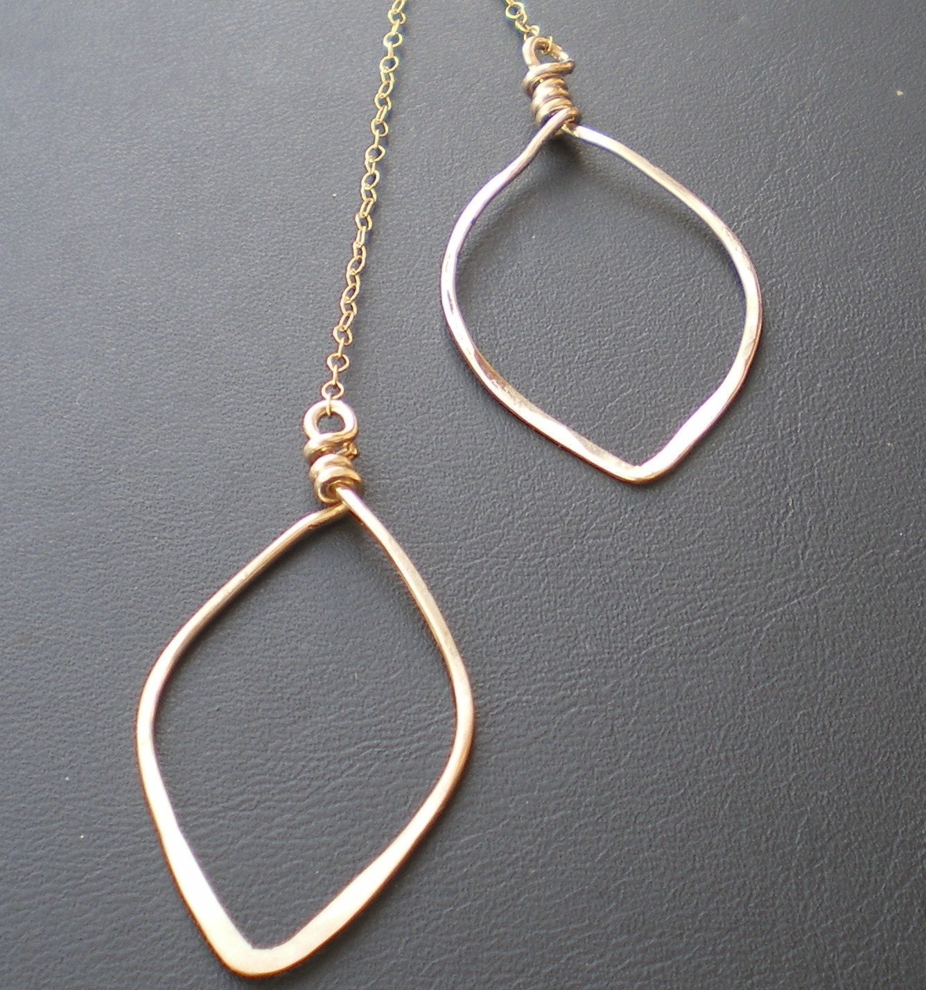 Gold Double Leaf Lariat, Gift Under 75, Fashion