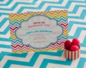 CHEVRON RAINBOW Birthday Party Invitation - Rainbow Colors Party Invitation - Customized Printable Invitation