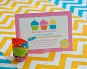 Chevron CUPCAKE Birthday Party Invitation - Cupcake Invitation - Customized Printable Invitation - Girl and Boy Version