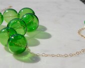 Green Bubble Glass Necklace - Lightweight and Airy Blown Glass Beads - Made from Hand Blown Glass Beads