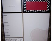 Child Message Center - Red Chevron Stripe - 16x20 PRINT - You Frame - Dry Erase