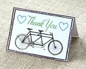 Vintage Tandem Bicycle Thank You Card: 4 by 5.5 inches, pack of 10, digitally printed