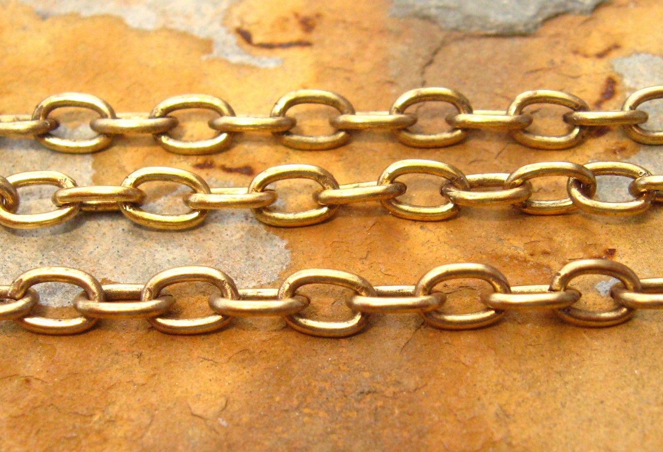 3 ft. Antique Gold  Patina Medium Oval Cable Chain 5mm Trinity Brass - LOW SHIPPING