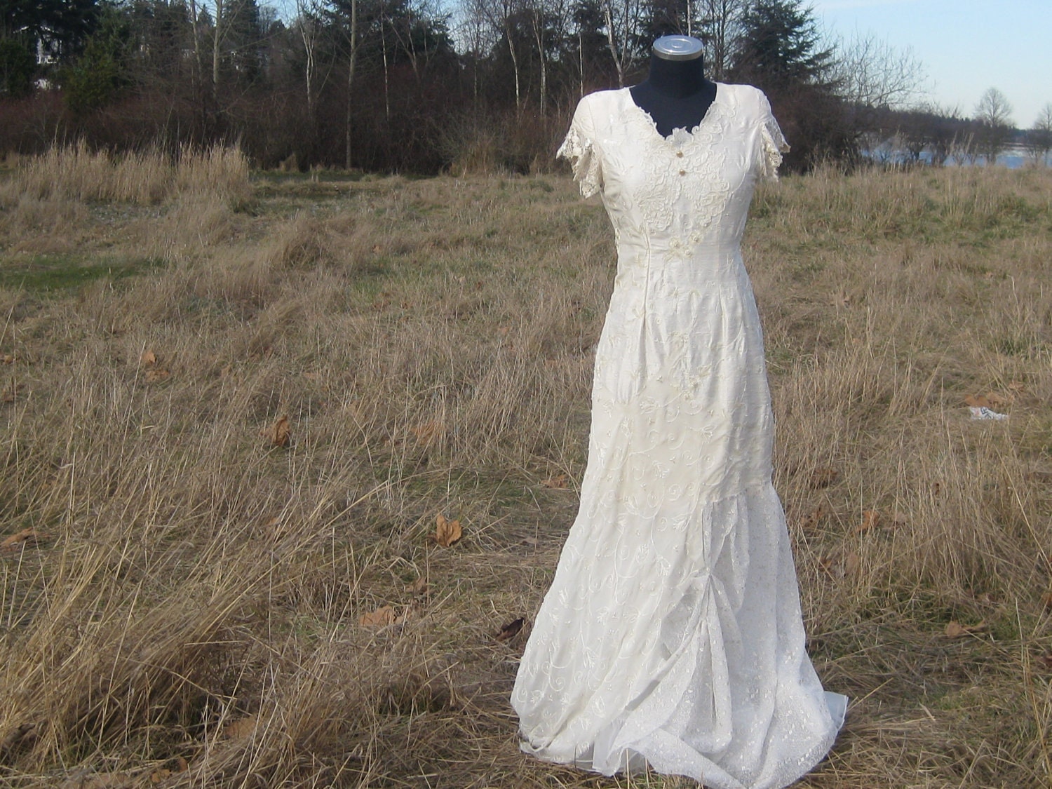 Silk Shantung Wedding Gown