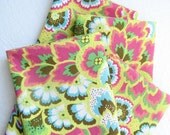 Dinner Cloth Napkins Peacock Feathers Spring Lime Pink 18 Inch Set of Four