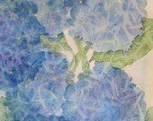 Heavenly Blue Hydrangeas II-Original Watercolor
