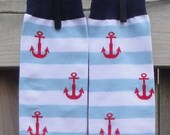 KOOL KID Arm / Leg Warmers for Baby, Toddler, Child, Tween Boy or Girl - ANCHORS and Stripes - Fun and Functional Fashion