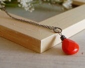 Perfect Red Necklace Red Quartz Oxidized Silver Chain