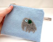 Blue Baby Elephant Recycled Wool Coin Purse
