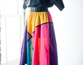 80s Color Block Mondrian Shirt Dress L