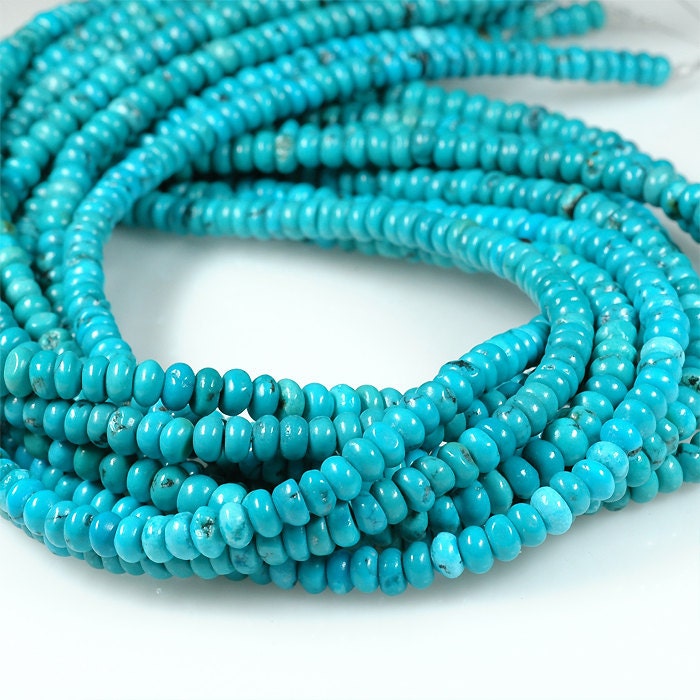 FLASH SALE Hubei TURQUOISE smooth 5mm Rondelle beads - turquoise beads strand - full strand