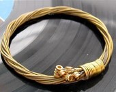 Recycled Acoustic Guitar String Bracelet gold colored with brass ball ends unisex LARGE Free shipping to US