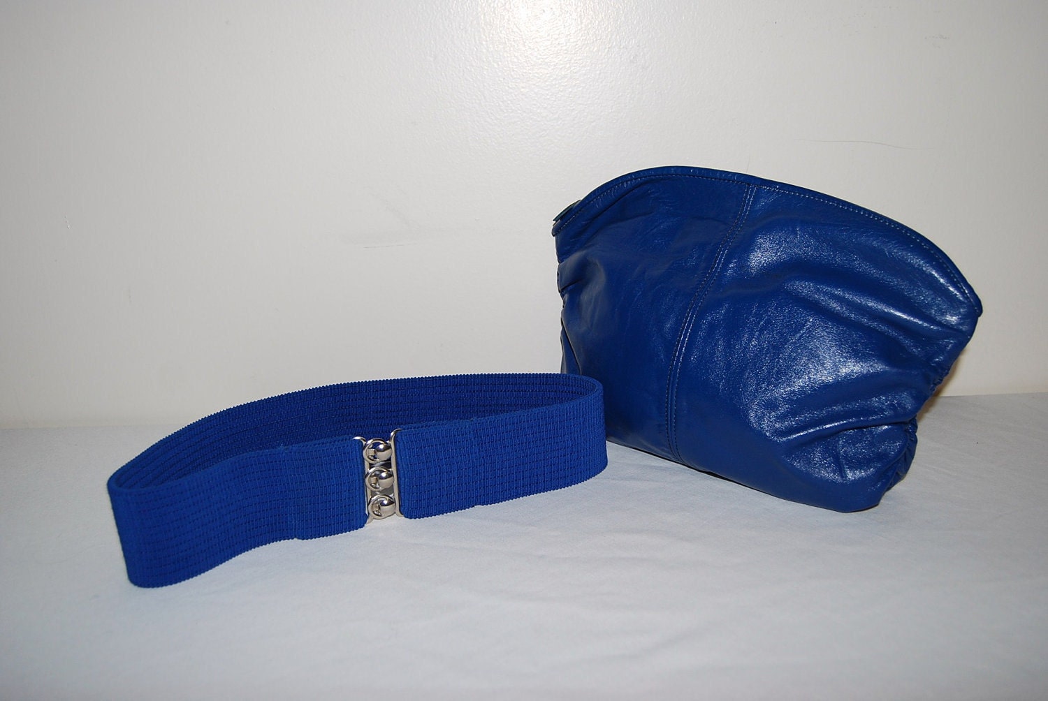 Vintage Royal Blue Belt and Bag