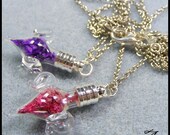 Love Potion Necklace on Silver Chain, Choose Your Color of Vintage Glass Shards
