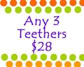 Baby Teethers SET OF 3, Wood Toy, Wood Baby Teether, Fun Shapes Wood Teether for Baby - Bannor Toys