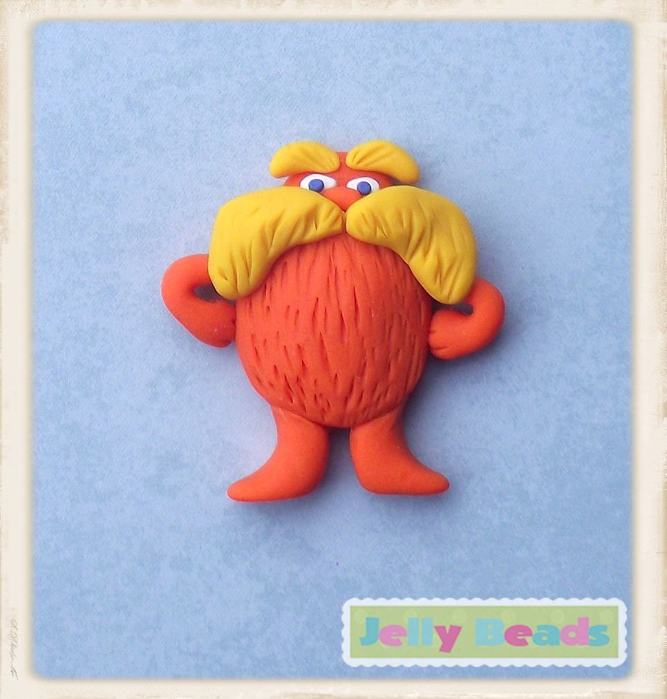 The Lorax polymer clay bead/charm/bow center