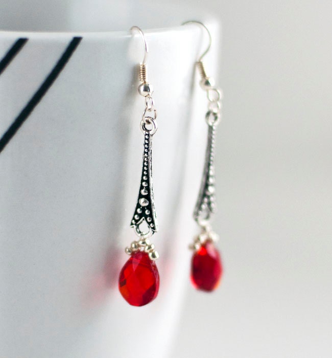 drop  ruby earrings