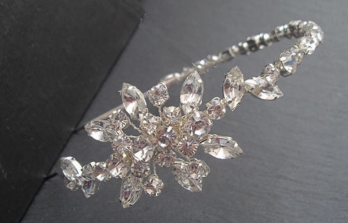 Wedding Headband / Side Tiara / Wedding Tiara - Silver Diamante (Rhinestone) Bridal, Wedding