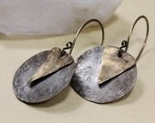 Geometric Brass and Silver Circle Earrings