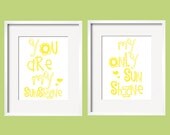 You Are My Sunshine  My only Sunshine Art Print  8x10 in  Cusomized colors by YassisPlace