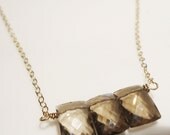 Smoky Quartz Faceted Rectangle Gemstone Sterling Silver Necklace