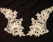 Grab Em By The Collar - Vintage Lace Floral Collar Applique - White - (15)
