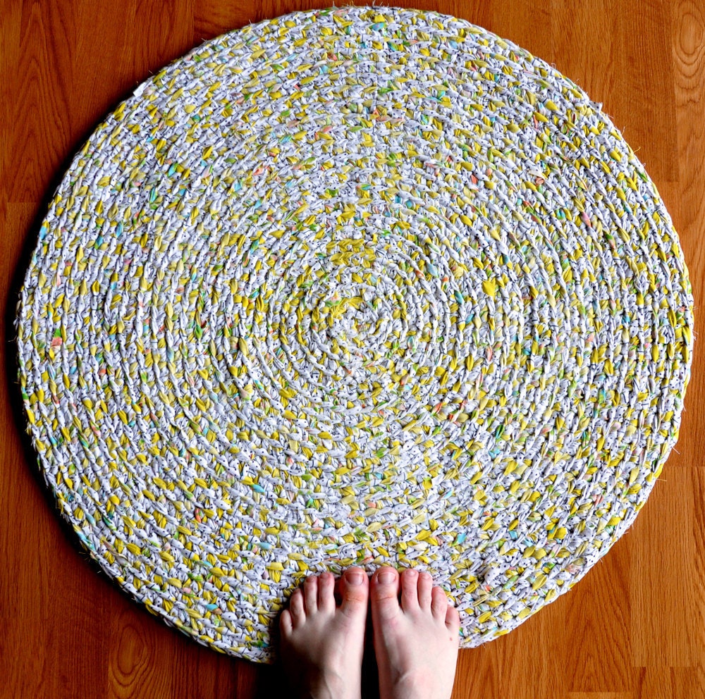 Yellow and Dots Rag Rug
