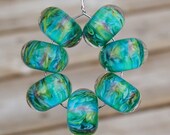 Bahama Bliss - Set of 7 Encased Lampwork Beads - Dan O Beads