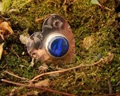 Sterling Silver Blue Fire Opal Heart Round Gem Stone Black Opal