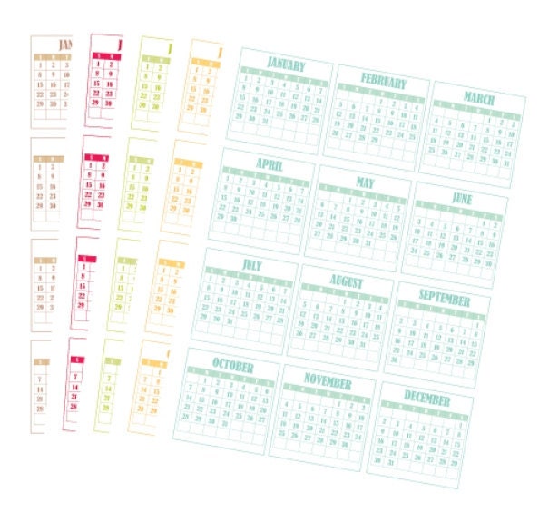 Digital Calendar Kit - 2012 scrapbooking / project life / journal
