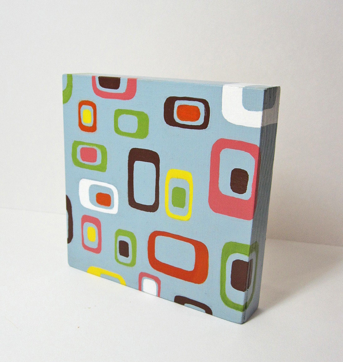 Hand Painted Retro Rectangles Original Hand Painted Art Blocks