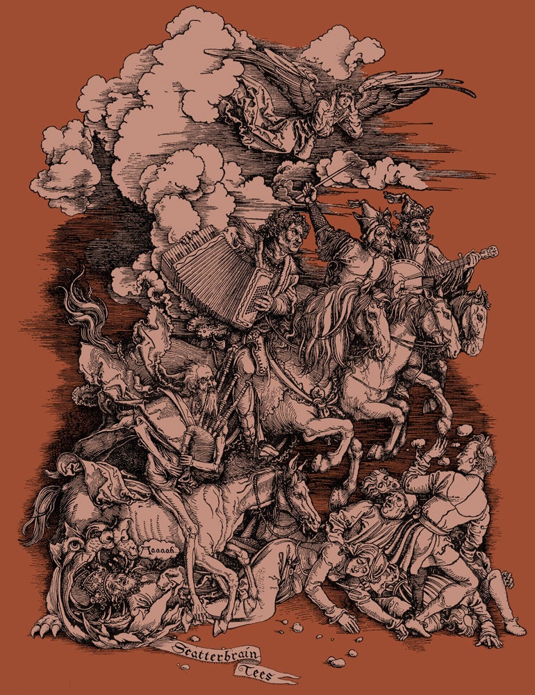 Atonal Apocalypse Graphic Tshirt on Rust - Men's Tee Shirt S M L XL 2XL 3XL