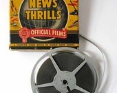 Vintage 1943 News Thrills Official Film in Box w Metal Reel