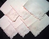 Vintage Linen Cutwork Napkins - Set of 6  (Q)