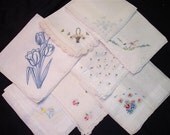 Handkerchiefs - Vintage Embroidered Hanky Grouping of 8 - (J) - Hanky Panky