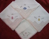 4 Handkerchiefs Hankies - Vintage Assortment 13 - Hanky Panky