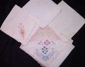 Handkerchiefs - Vintage Embroidered Laced Hanky Grouping of 5 - (L) - Hanky Panky