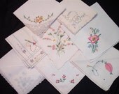 Handkerchiefs - Vintage Embroidered Hanky Grouping of 8 - (F) - Hanky Panky