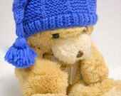 Hand Knit Baby Stocking Cap in Bright Blue