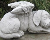 Medium sleeping Angel Dog Yard Art or Memorial