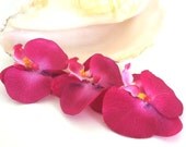 Hawaiian Orchid Hair Clips, Hula, Wedding, Bridal, Luau, Hot Pink